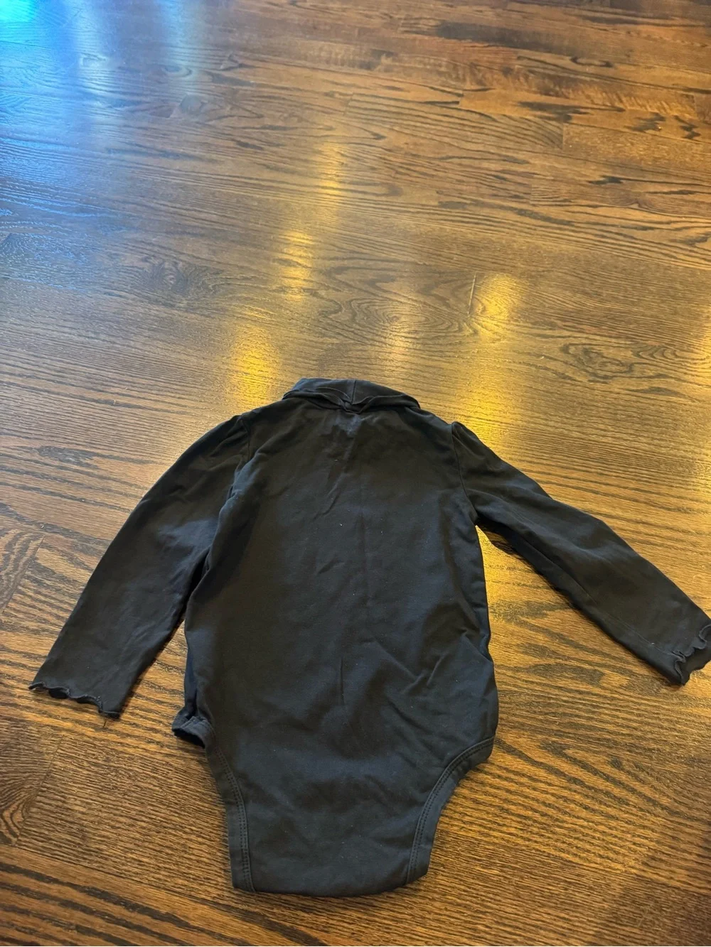 Place Black Long-Sleeve Ruffle Turtleneck One-Piece